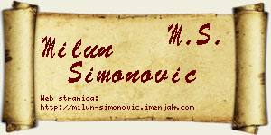 Milun Simonović vizit kartica
